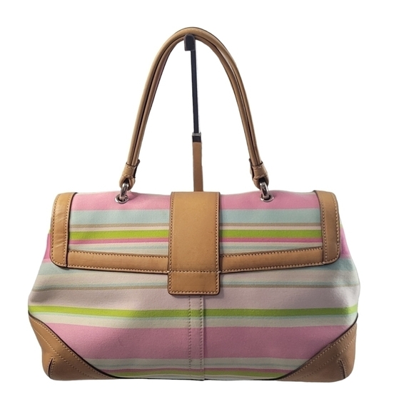 Coach Hamptons Multi Colored Striped Bag with Matching Wristlet EUC - Picture 4 of 17